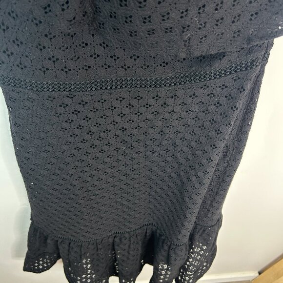 Banana Republic Black One Shoulder Lace Dress Sz 0 Tiered Ruffle Cocktail - Picture 6 of 9
